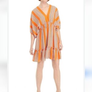 Kelly Grace (Taylor)  Women's Elbow Sleeve Smocked Waist Stripe Print Dress 6